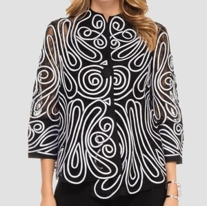 Joseph Ribkoff 16 Modern Contemporary Abstract Romantic Embroidered Lace Jacket